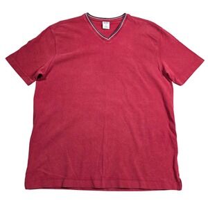 VIntage Old Navy Mens Red V Neck Short Sleeve Shirt XL Y2k Skater‎ Grunge Punk